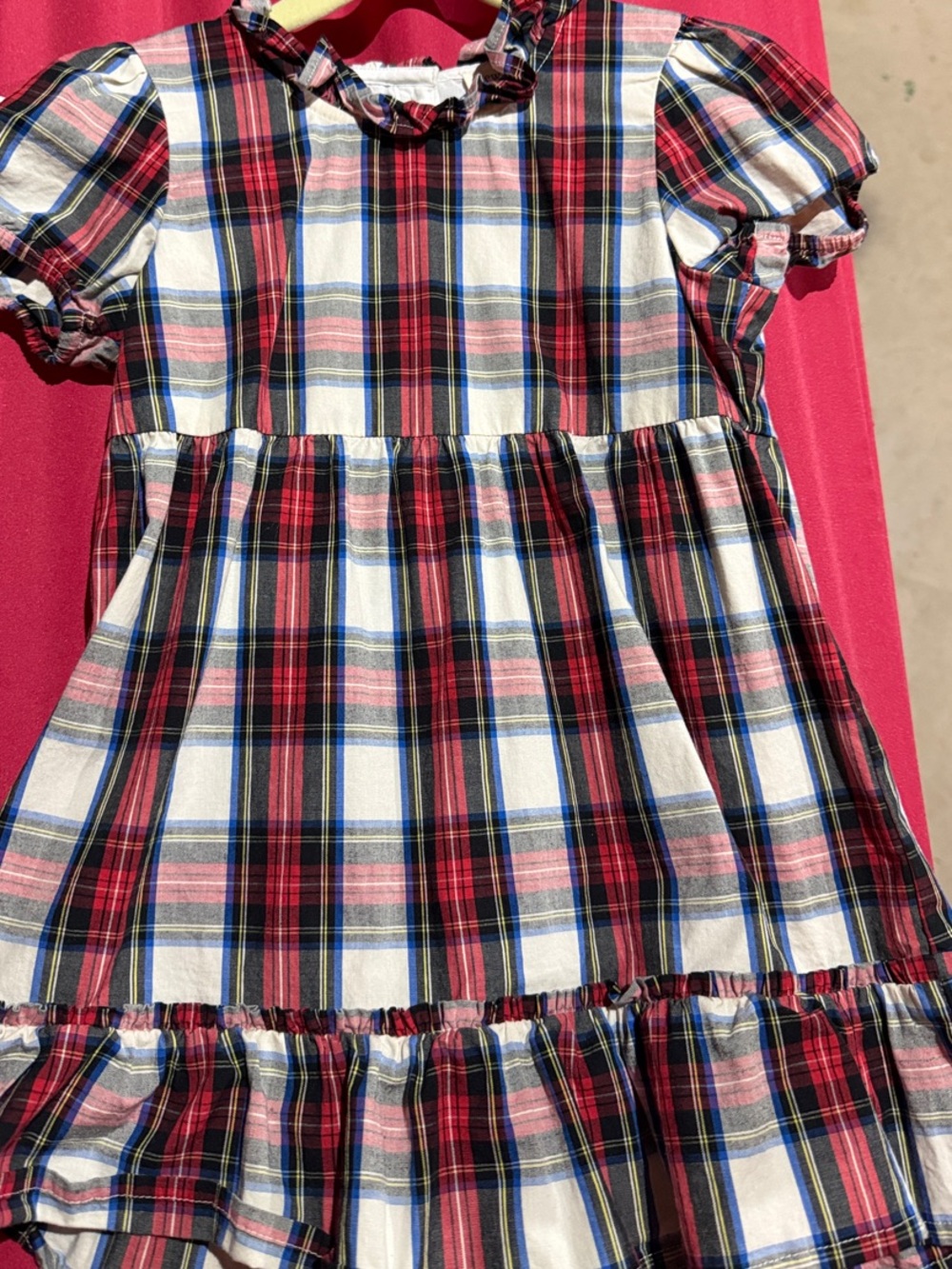 Crewcuts Red, Navy & White Plaid Ruffle Dress